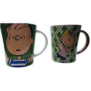 PEANUTS Mugs Authentic Set of 2 Linus & Sally Coffee Cups Charlie Brown Ceramic
